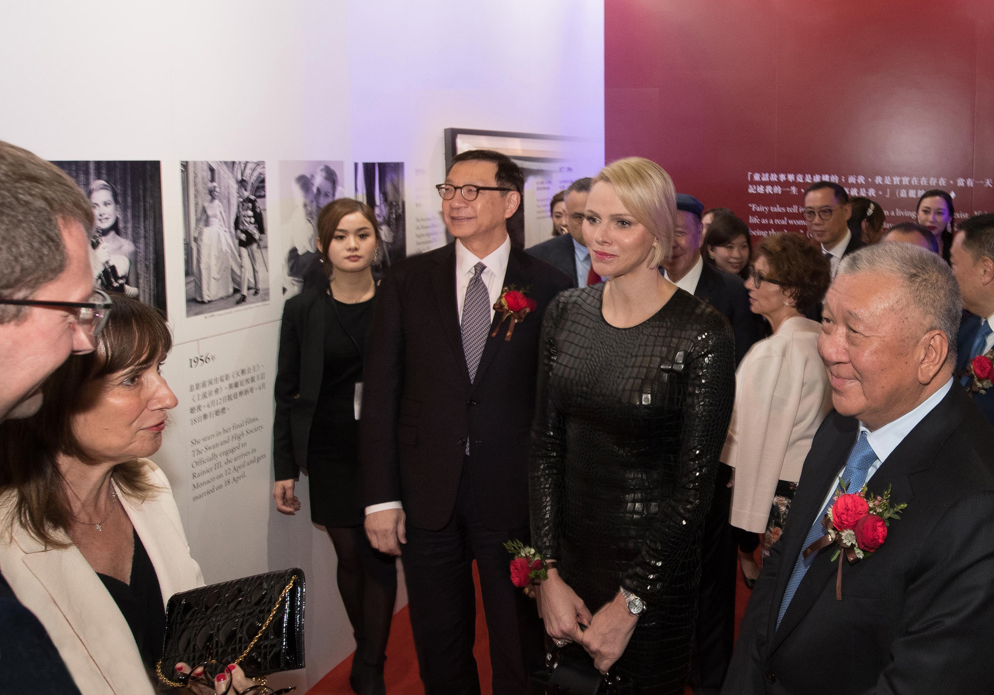 Princess Charlene touring the exhibition with Mr Francis Lui, Vice Chairman of GEG Foundation